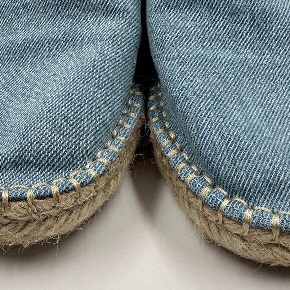 ZARA SIZE 29 DENIM JEAN ESPADRILLES RAW EDGE FLAT SLIP-ON SHOES WOMEN SANDALS - Picture 7 of 8